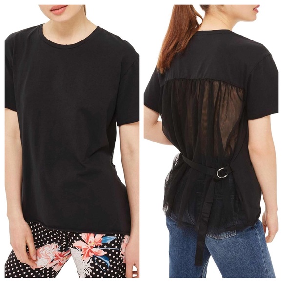 Topshop Tops - TOPSHOP Tulle Back Tee